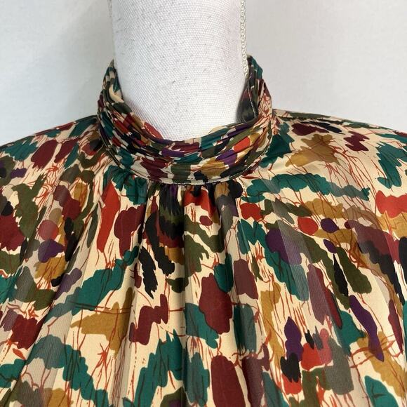 Vintage Notations Blouse sz 10 Orange Green Purple Career Shoulder Pads 90's Y2K - Picture 4 of 12